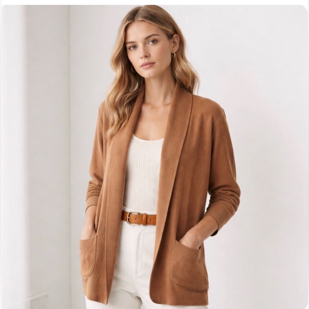 NWT J. Crew Chelsea Camel Tan Blazer Cardigan Sweeter 100% Cotton S